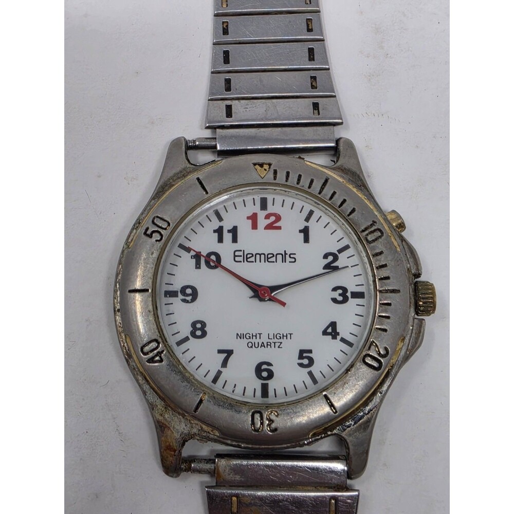 Vintage Elements Night Light Quartz Men's Wrist Watch Japan Parts Only